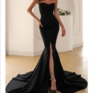 Black mermaid sweetheart prom dress